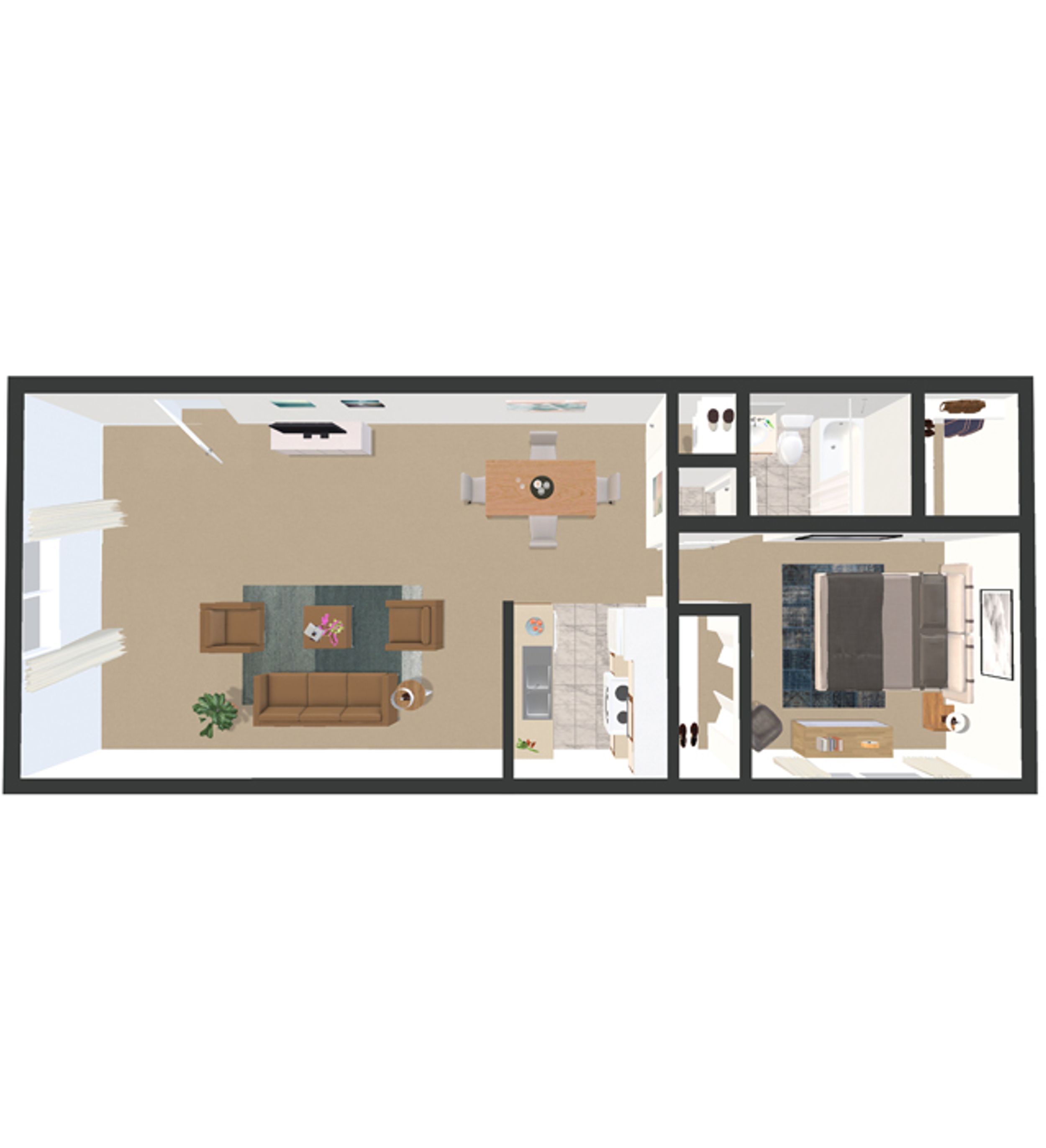 1 Bed / 1 Bath Efficiency floorplan